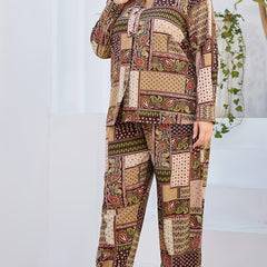 Women's Plus Paisley & Scarf Print Blouse & Pants Outfit 2 Piece Set