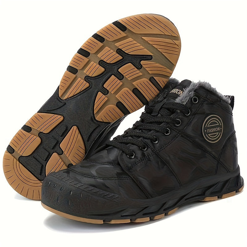 Men's Snow Boots Warm Cozy Non slip Ankle Boots Plush Comfy Outdoor Hiking Shoes