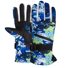 Men's Zipper Ski Gloves Thickened Velvet Windproof for Outdoor Sports