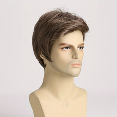 Men's Brown Short Curly Wig for Daily Wear