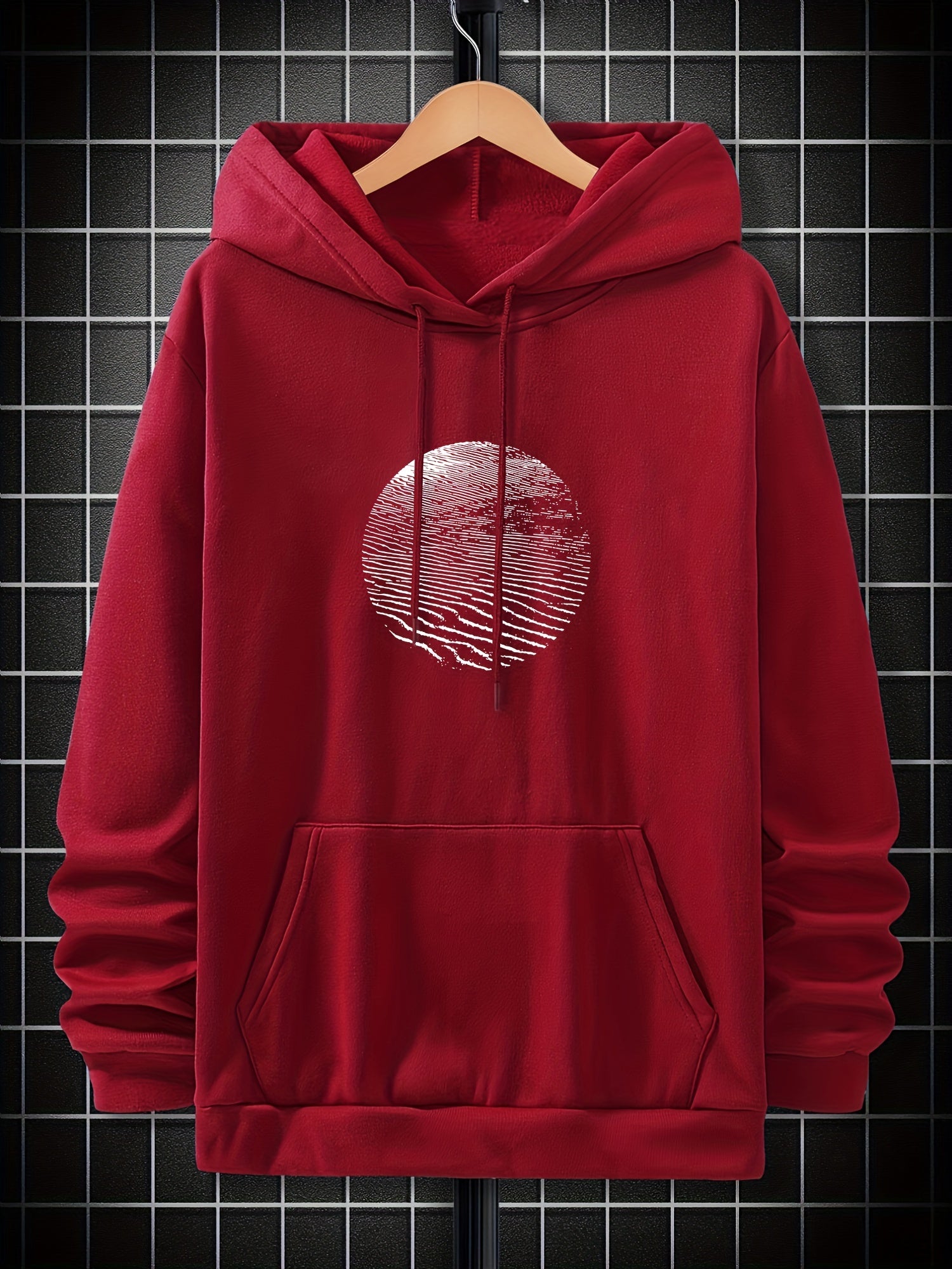 Men's Circle Print Graphic Fleece Hoodie