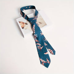 Leaf Print Unisex Tie Casual Shirt Bow