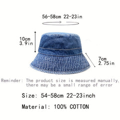 Cotton Denim Bucket Hat Lightweight Sun Hat