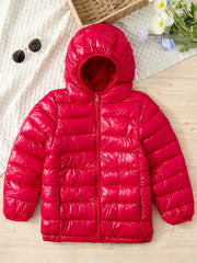 Boys Winter Hooded Coat Cotton Padded Light Warm Jacket