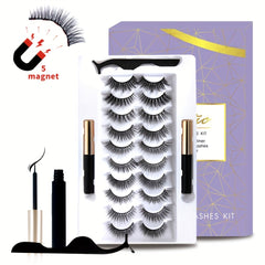 10 Pairs Magnetic False Eyelashes 3D Faux Mink Magnetic Lashes Set