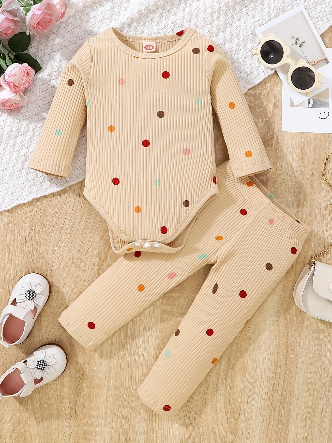 Polka Dot Romper & Pants Set for Newborn Girls
