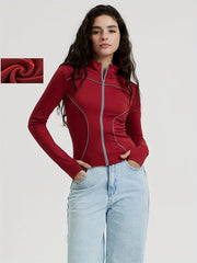 Fleece Lined Long Sleeve Yoga Jacket High Stretch