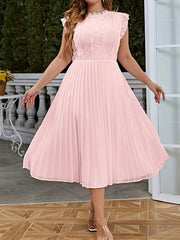 Solid Lace Cap Sleeve Maxi Formal Evening Dress