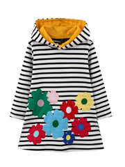 Girls' Unicorn Pattern Long Sleeve Sweatshirt Dress Cotton Hooded Dress