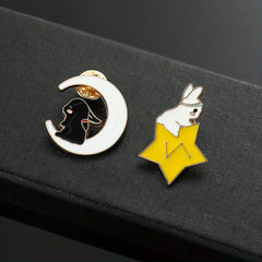 Star Moon Bunny Brooch Pin Set