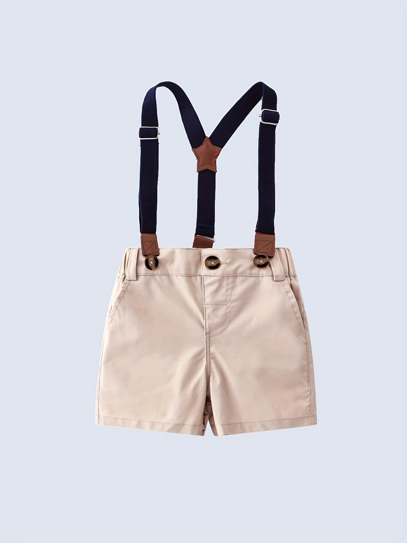 Baby Boys Gentleman Outfits Suits Bowtie Striped Bodysuit Suspender Shorts Dress