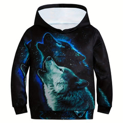 Wolf 3D Print Boys Hooded Sweatshirt Spring Fall Kids Hoodie Tops