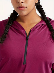 Women's Plus Solid Zipper Long Sleeve Hoodie