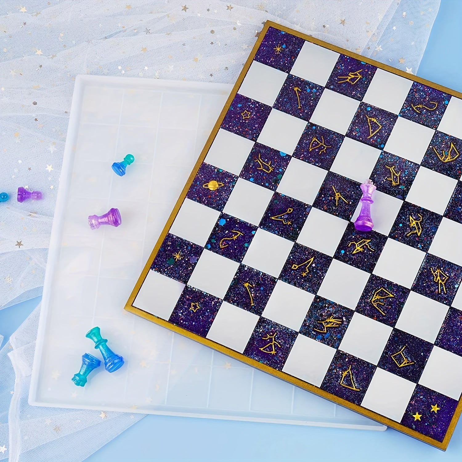 Chess Mold 31x31 Resin Casting Silicone 3D Art DIY Crafts Epoxy UV Plaster
