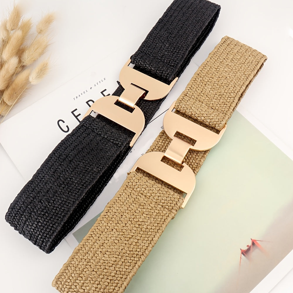 Summer Grass Girdle Women's Elastic Belt Geometric Buckle