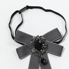 Crystal Pendant Gray Bow Tie Pre-tied Necktie for Women