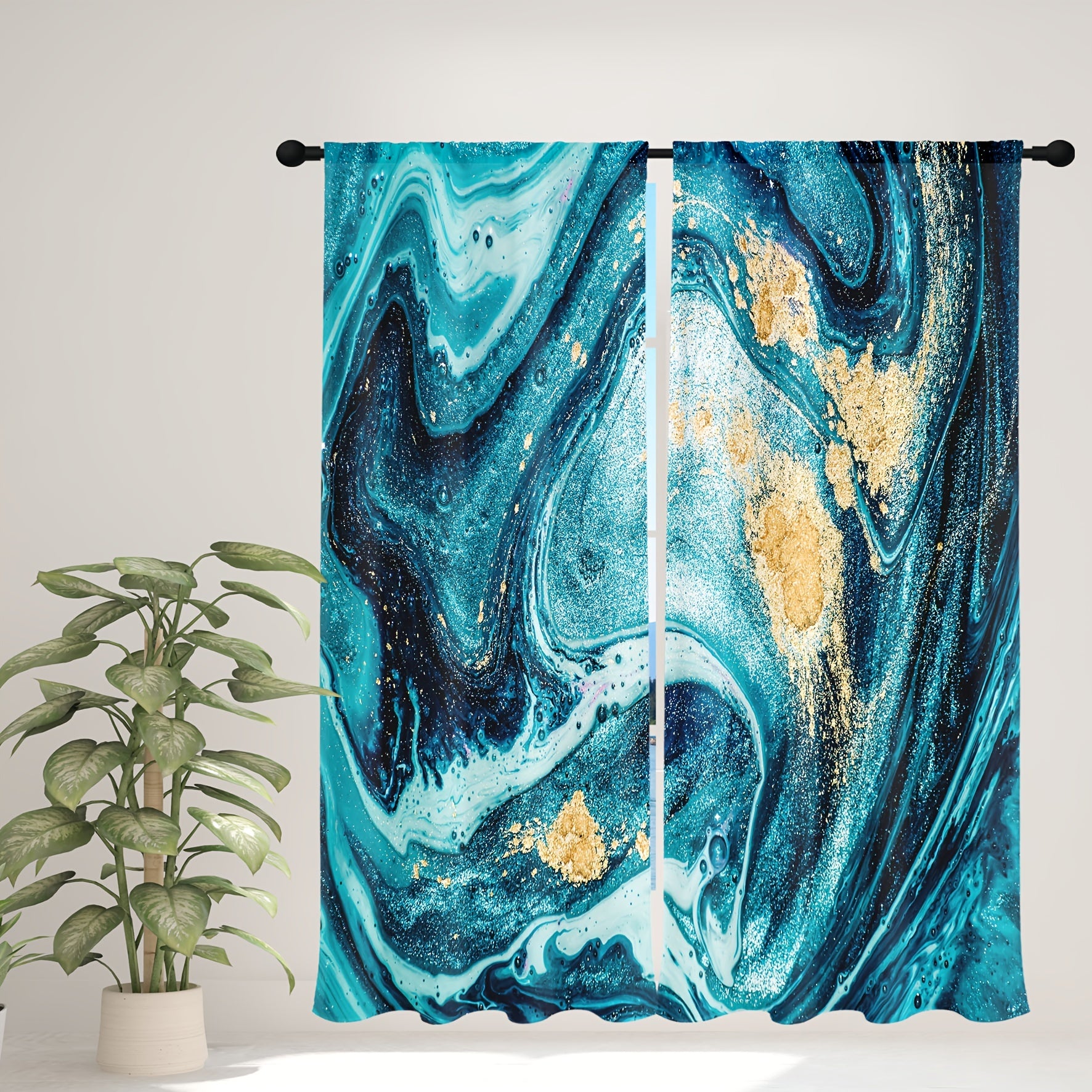 Marble Decorative Curtains Waterproof Modern Pink Gray Green Rod Pocket Curtains