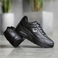 Women's Faux Leather Air Cushion Sneakers Comfortable Thick Bottom Sport Shoes