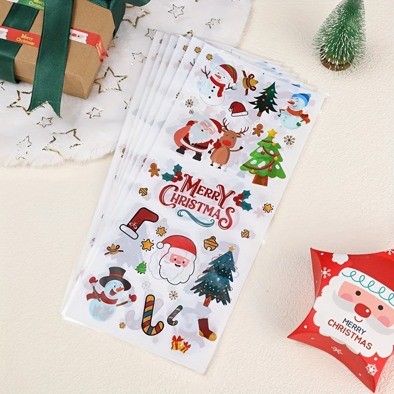 50pcs Cartoon Christmas Theme Transparent Candy Packaging Bags