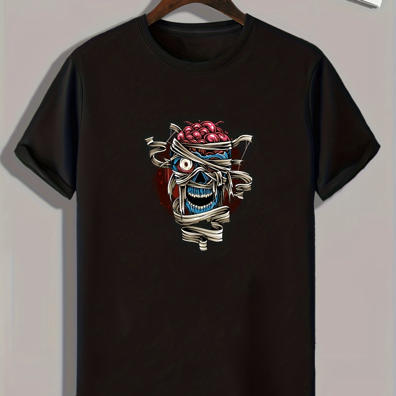Cherry & Skull Pattern T-shirt Men's Summer Casual Tee Gift