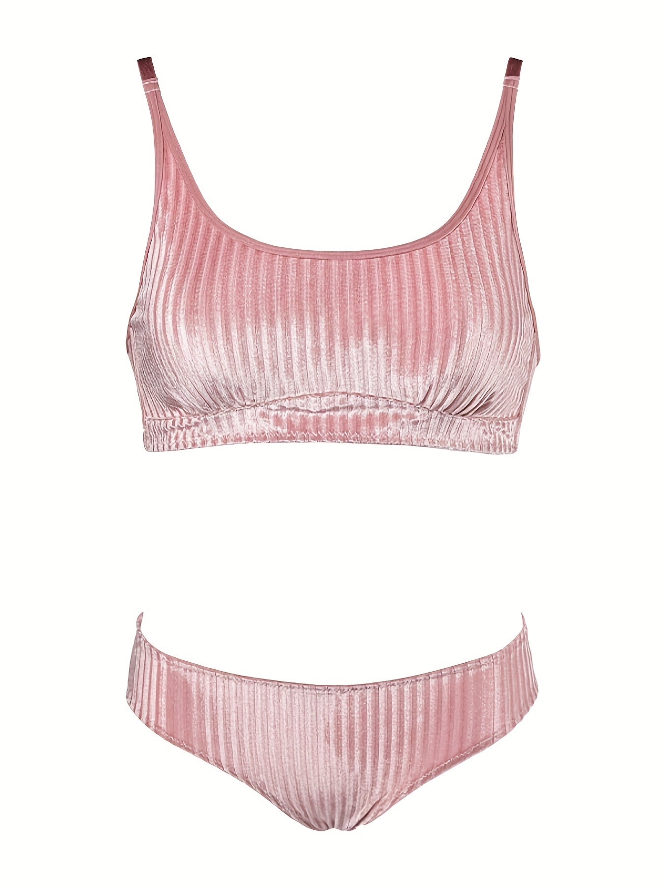 Velvet Bra & Panties Set Full Coverage & Elastic Lingerie Women's Underwear