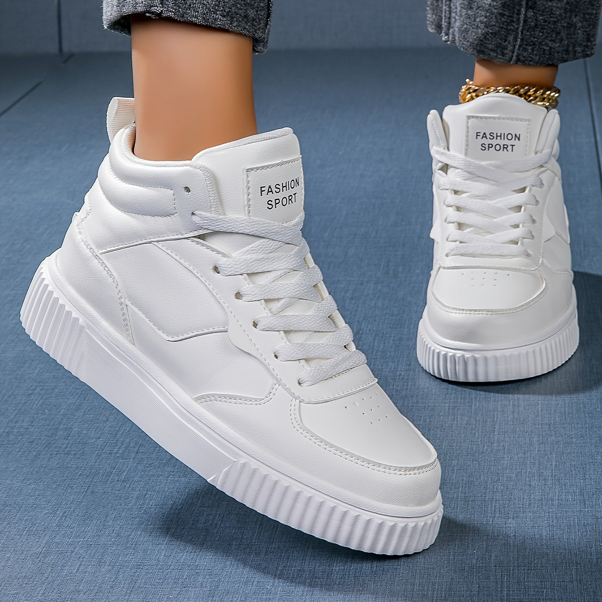 Women's Solid Medium Tube Sneakers Lightweight Sport Skate Shoes