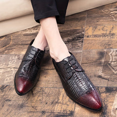 Men's Crocodile Pattern Lace Up Derby Shoes Business Formal Wedding