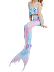 Girls Mermaid Bikini Swimsuit Ruffles Halter Top & Shorts & Bottoms