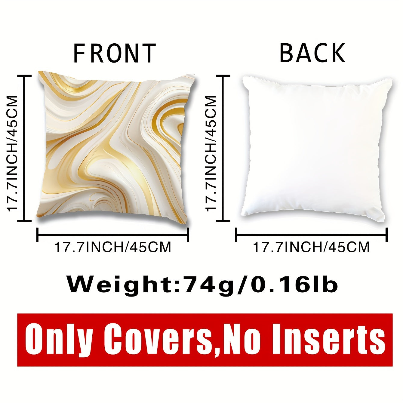 Golden Marble Flannel Pillowcase for Sofas Beds Office Chairs