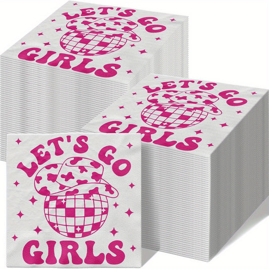 20pcs Cowgirl Party Pink Napkins Western Cowgirl Theme Birthday Supplies
