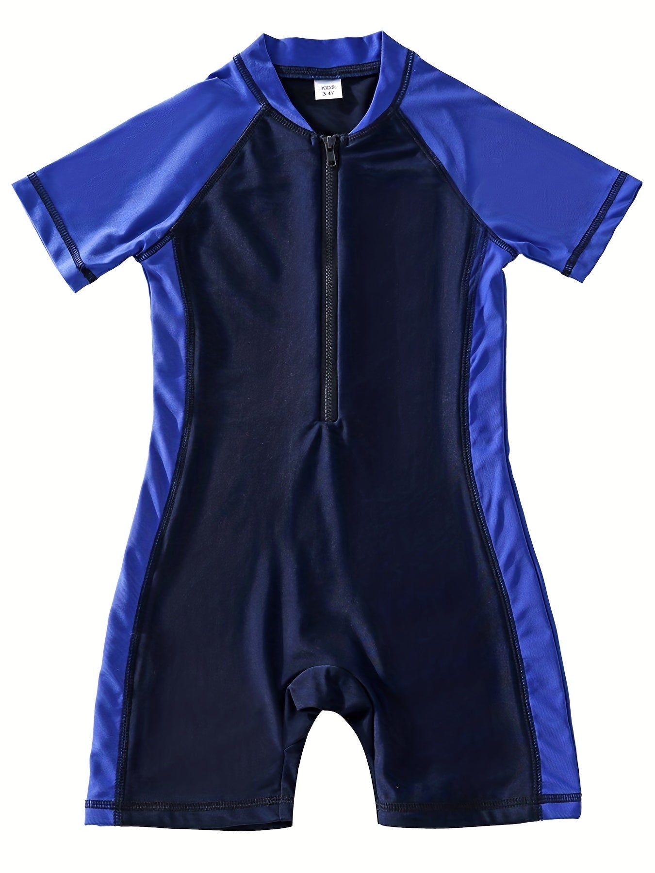Boys Short Sleeve Zipper One Piece Swimsuit