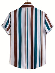 Vertical Stripe Pattern Men s Casual Short Sleeve Shirt For Summer