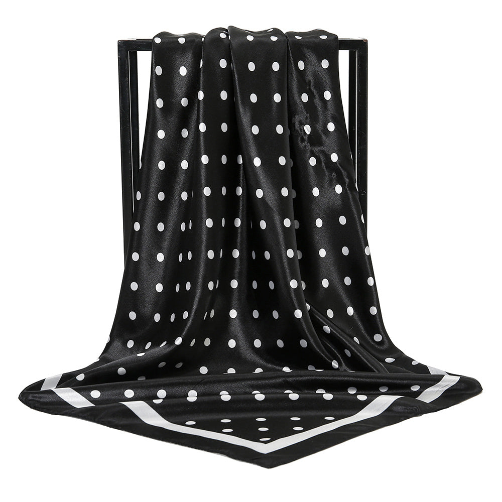 Geometric Round Dot Bandana 35 Square Scarf Large Satin Scarf Dots Pattern Heads