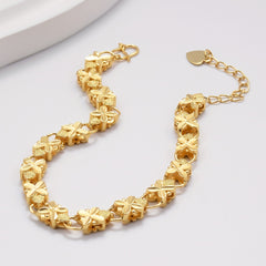 18K Plated Clover Heart Flower Bracelet Birthday Gift