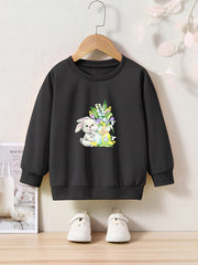 OERYUI Bunny Beside Flowers Graphic Sweatshirt for Girls Boys