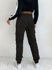Retro pocket Drawstring Overall Pants