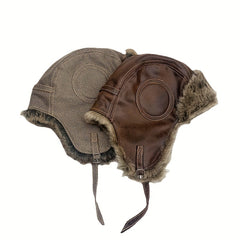 Winter Thickened PU Leather Windproof Hat for Outdoor Skiing