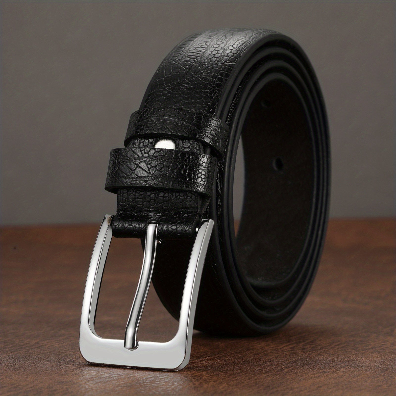 Men's Cut Edge Belt PU Leather Complex Patterns Belt