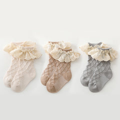 Princess Socks Lace Brim Knit Soft Comfortable Crew Socks