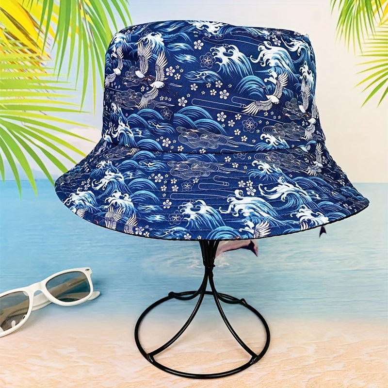 Unisex Sunshade Bucket Hat Sun Sea Pattern Outdoor Vacation Travel