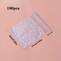 100pcs Transparent Self Sealing Polka Dot Candy Bags