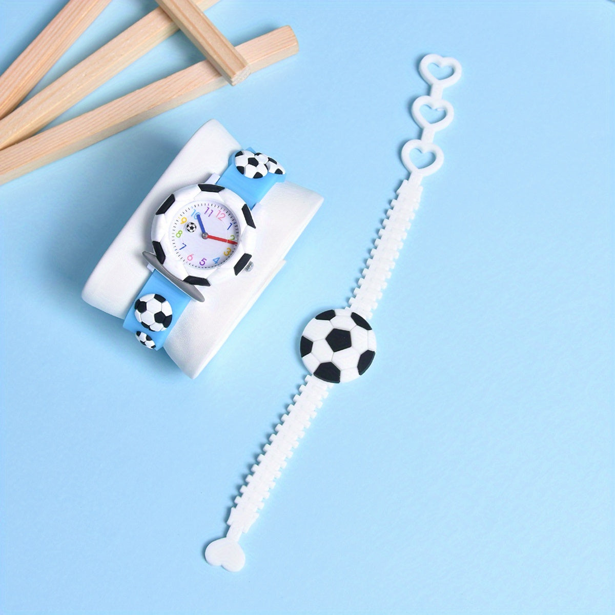 3D Soccer Silicone Strap Boys' Cartoon Watch Sports Quartz Football Wristband