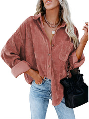 Solid Lapel Long Sleeve Jacket for Women