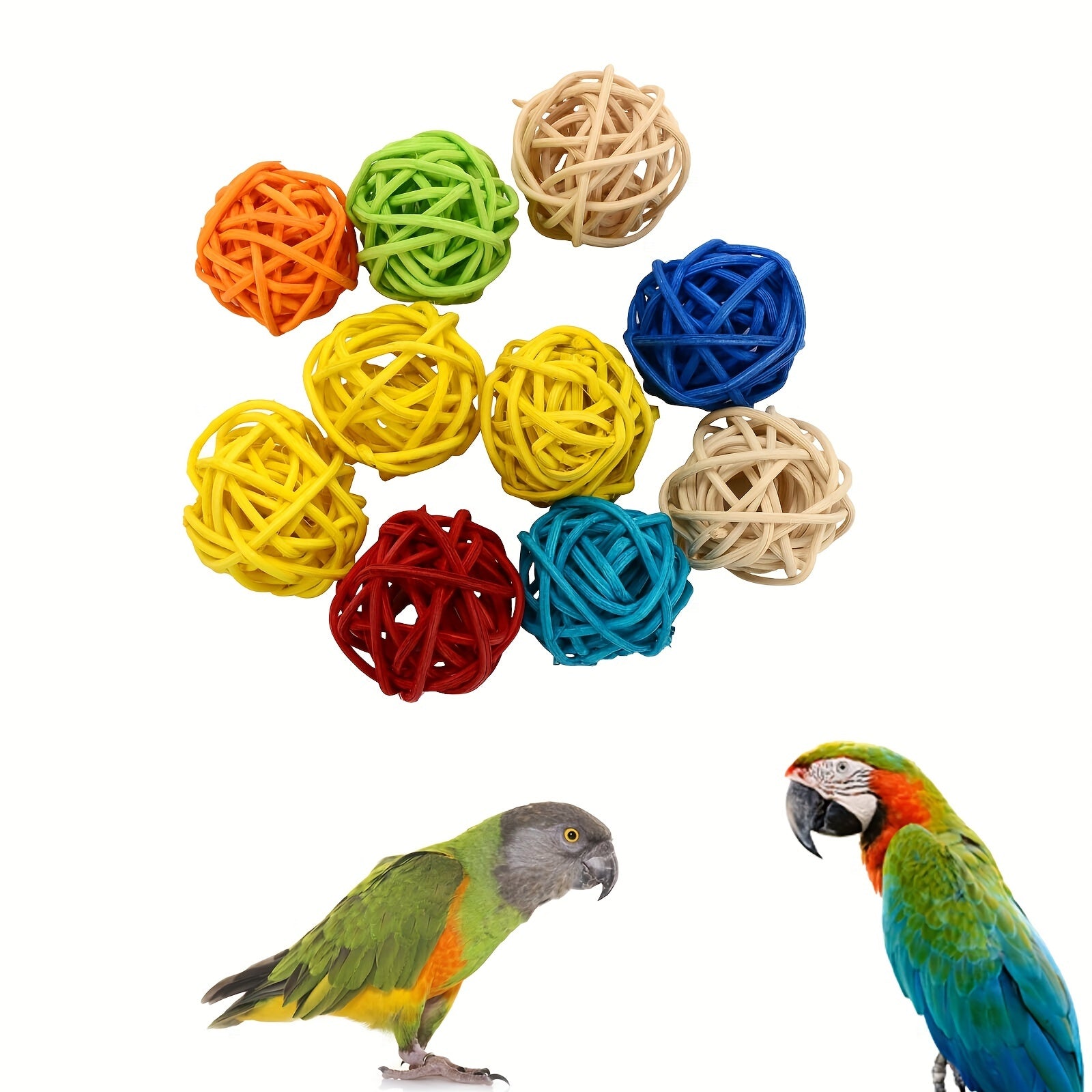 17pcs Parrot Bird Toys Set Swing Rattan Ball Bell Toy For Budgie Cockatiel
