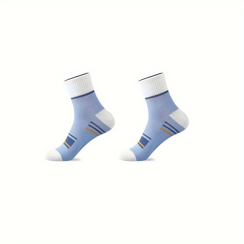 5 Pairs Men's Athletic Quarter Socks, Soft Breathable Socks