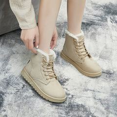 Women's Non slip Lace Up Short Snow Boots Winter Warm Shoes