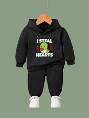 2pcs Dino Graphic Hoodies Pants Set Spring Fall Sports Gift Girls