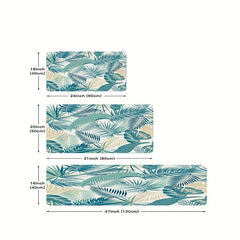 Tropical Leafs Print Kitchen Rug Soft Anti Fatigue Mat
