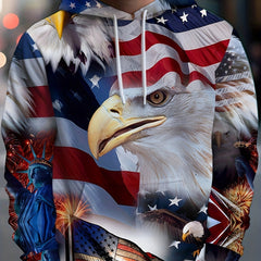 Flag Eagle Hoodie 3D Print Graphic Hooded Pullover for Men