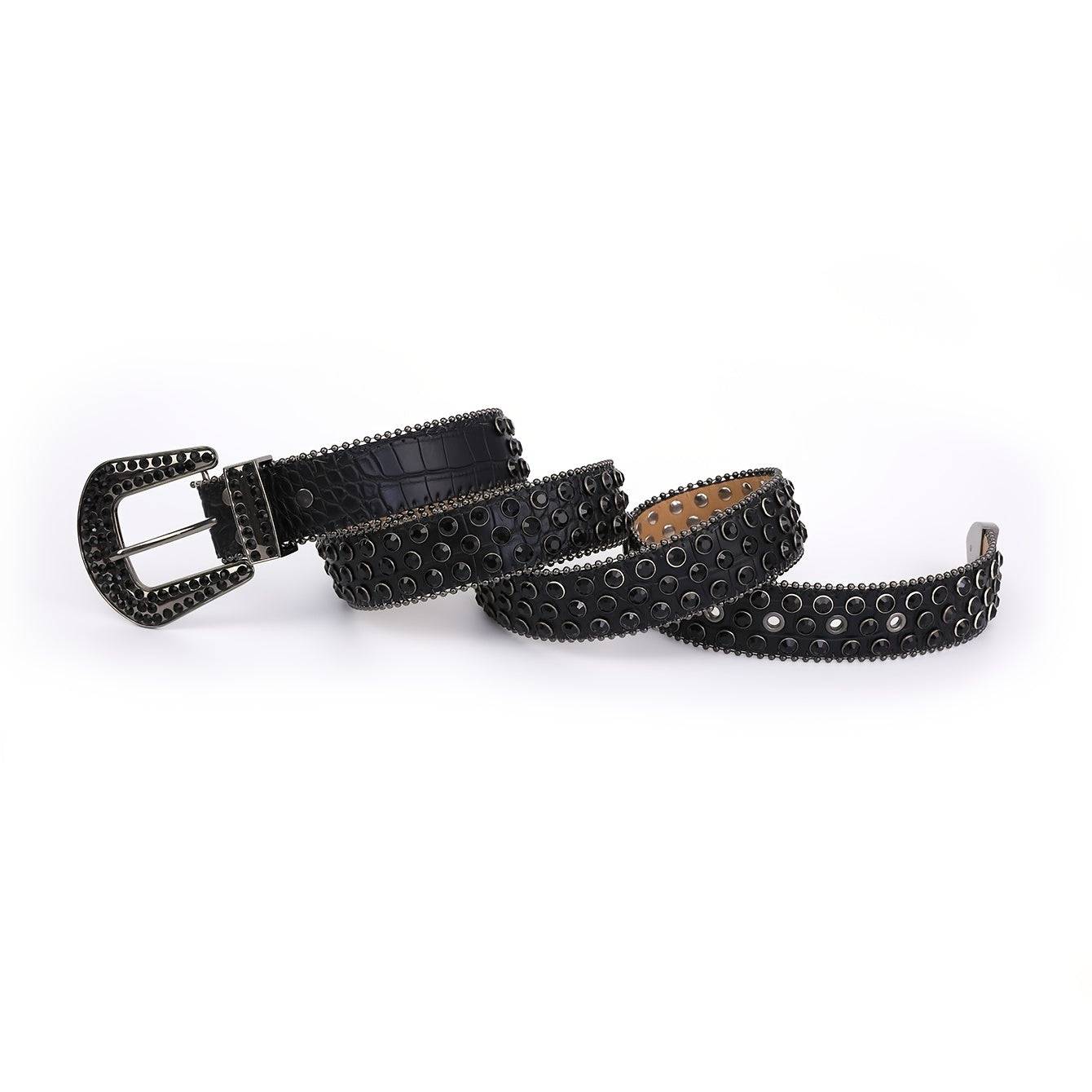 Rhinestone Inlaid PU Belt Western Cowgirl Belts Studded
